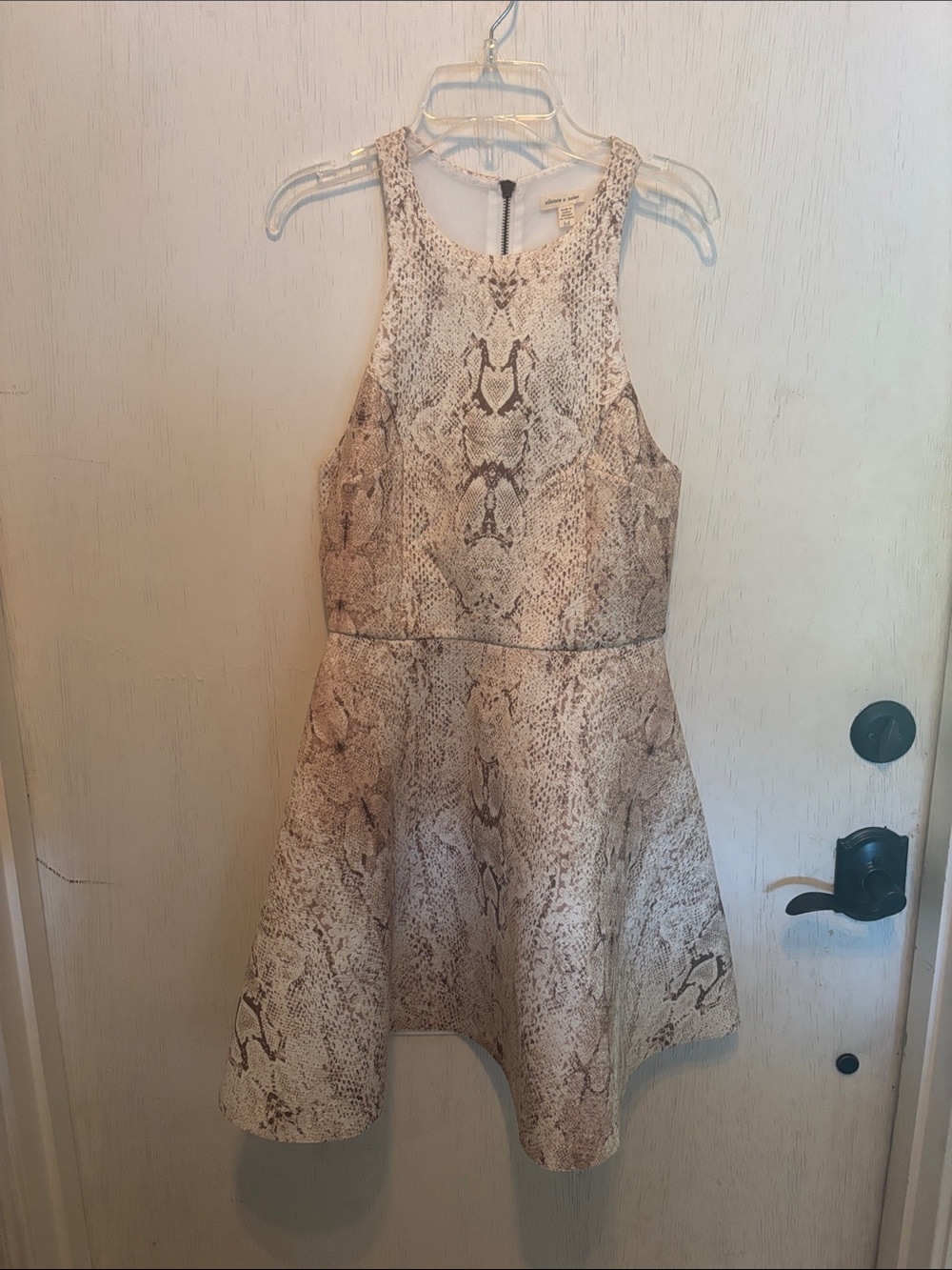 silence + noise Beige Snake-Print Mini Dress